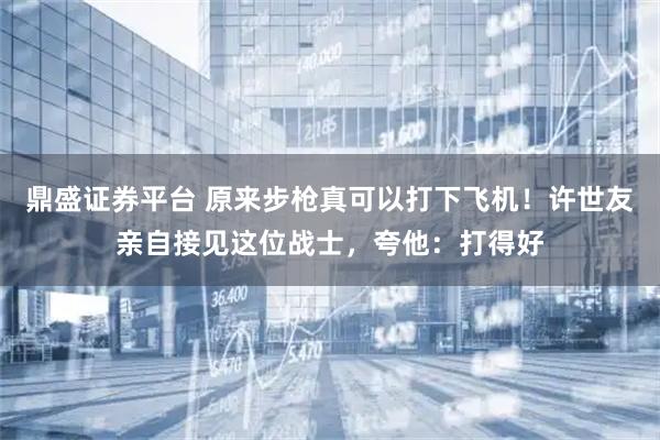鼎盛证券平台 原来步枪真可以打下飞机！许世友亲自接见这位战士，夸他：打得好
